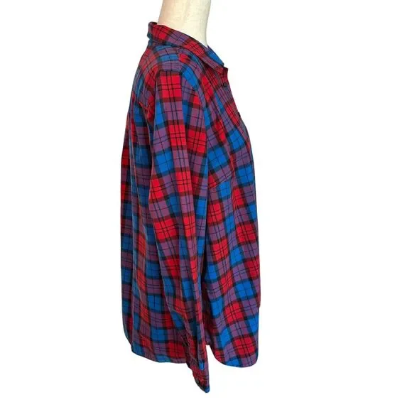 Talbots Shirt Women's Size XLP Red Blue Plaid Long Sleeve Button Up - Picture 3 of 6